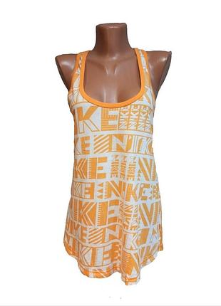 Nike женская фитнес майка размер s оранжево белая