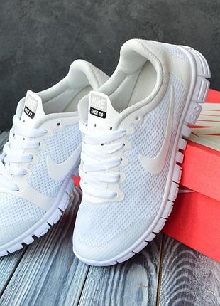 Легкі жіночі білі кросівки літні nike free run 3.0 white, найк текстильна сітка, топ якості розмір