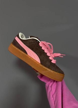 Стильові жіночі кросівки puma suede xl brown pink premium