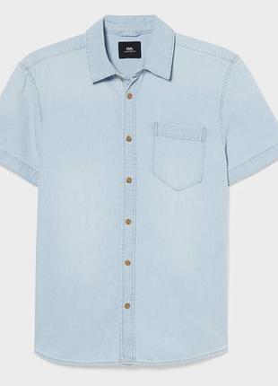 Летняя джинсовая рубашка c&a с коротким рукавом