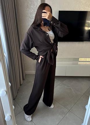 Костюм рубашка удлиненная и брюки из качественной ткани разные цвета