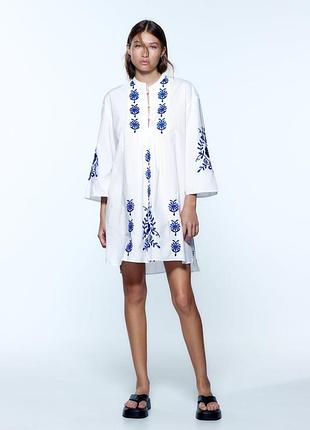 Плаття, сукня туніка вишиванка жіноче zara