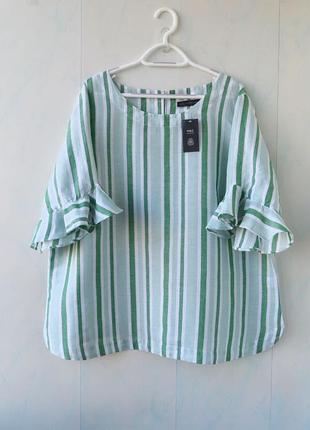 Льняная блуза marks & spencer, бохо, свободный крой, лен, хлопок