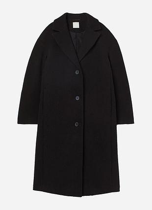 Черное пальто осеннее длинное h&m