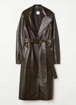 Тренч, пальто, плащ, косуха з натуральної шкіри h&m