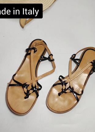 Шлепанцы женские вьетнамки коричневого цвета кожаные от бренда next made italy 37