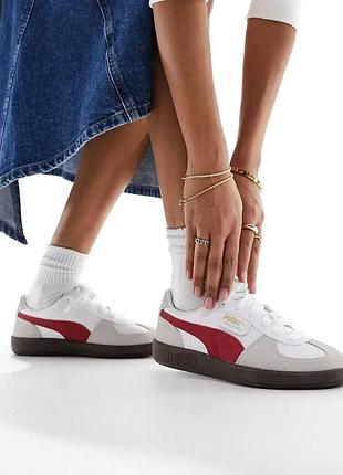 Кожаные низкие светлые кеды сникерсы puma palermo 42-42,5 размер