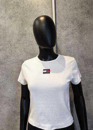 Tommy hilfiger футболка в рубчик кроп-топ massimo dutti zara