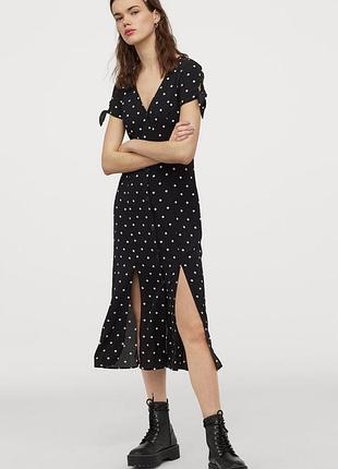 Плаття-сорочка в горошок довжини міді h&m