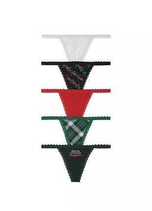 Набір трусиків lace-waist v-string panties вікторія сікрет