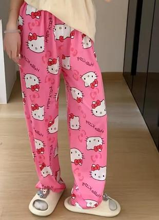 Штани хелоу кіті кітті, штани літні тонкі hello kitty, штаны летние хелоу кити китти женские,домашні