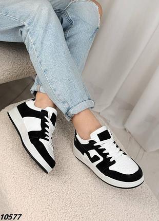Кросівки кеди екошкіра білий чорний