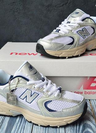 New balance 530 кросівки кеди жіночі шкіряні шкіра сітка весняні літні нью баланс білі з бежевим