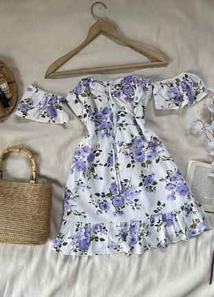 Сукня в квітковий принт з оголеними плечима m/l forever 21