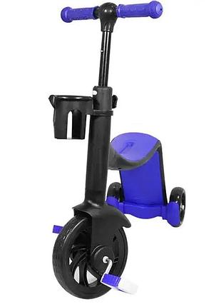 Рожевий дитячий самокат трансформер беговел з кошиком best scooter 3 в 1.о+