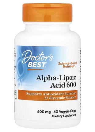 Doctor's best, альфа-ліпоєва кислота 600, 600 мг, 60 капсул