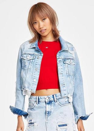 Женская укороченная джинсовая куртка tommy hilfiger