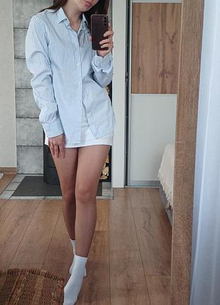 Рубашка в полоску голубая zara💙🤍