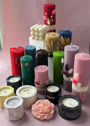 Розпродаж‼️свічки з натурального воску (соєва свічка, свічка в кашпо , вощина)