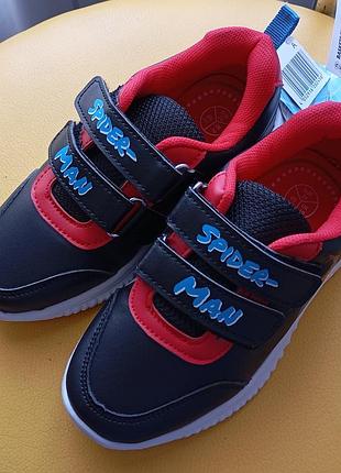 Кроссовки marvel spider man оригинал новые размер 28 черные на липучках стелька 18 см