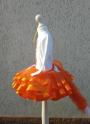 Карнавальный костюм лисички, платье лисы оранжевая юбкас фатина кофта с лисичкой4 фото