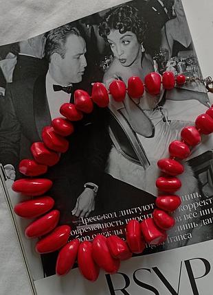 Масивне червоне намисто в етно стилі, українське, коралі, обмін