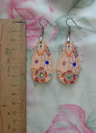 Серьги женские подвески оранжевые натуральный каучук капля