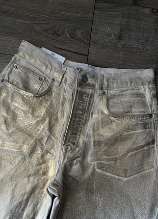 Джинси з золотим покриттям zara прямі
