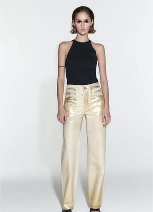 Джинси zara з золотим покриттям прямі
