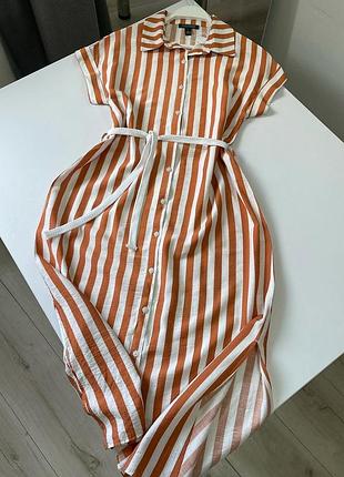 Сукня в смужку з поясом жіноча літня ralph lauren l бавовна
