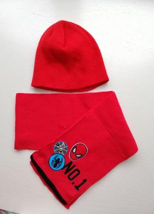 Набор шапка +шарф для мальчика 3-5 лет "человек паук"