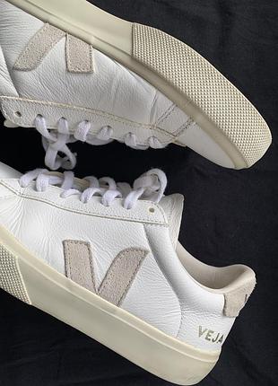 Білі кеди veja campo leather white natural, 36 розмір