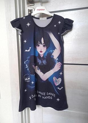 Платье карнавальный костюм венздей wednesday косплей платье на halloween хеллоуин хелловин 6-7 лет