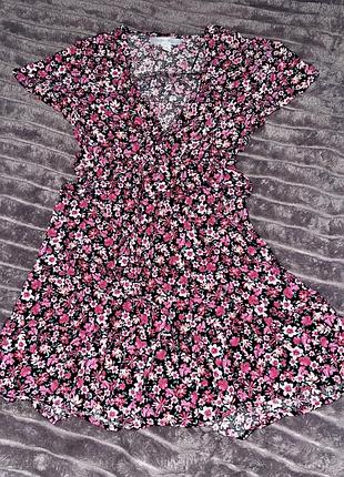 Сукня коротка принт рожева квітка