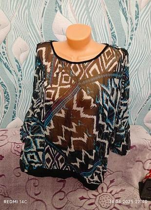 Шифоновая женская кофточка с четвертным рукавом свободного кроя