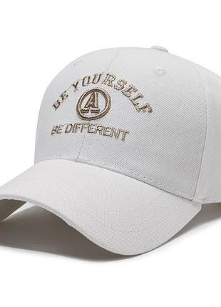 Всесезонна бейсболка narason біла з лого be yourself