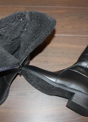 Сапоги женские черные зимние на низком каблуке натуральная кожа с9635 фото