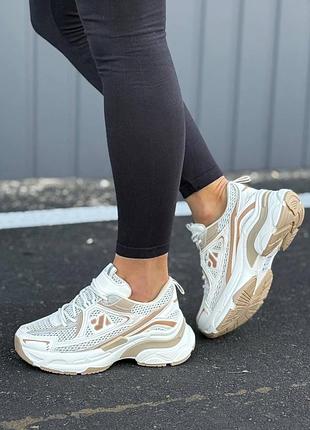👟 женские кроссовки белые с бежевым 👟