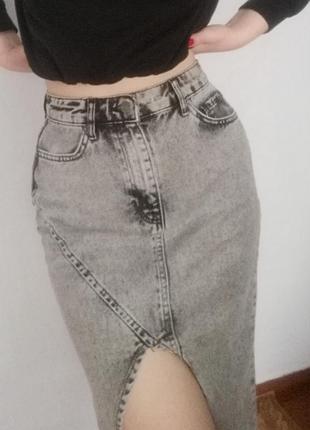 Джинсовая юбка миди серого цвета 🖤