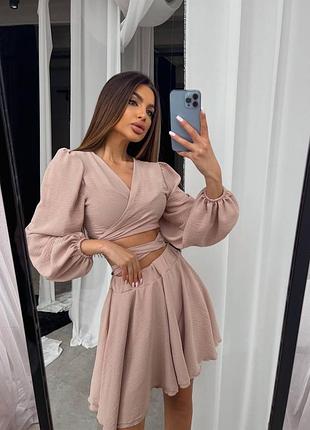 Легкий літній костюм (спідниця-шорти)  модель: 175