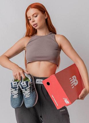 Жіночі кросівки new balance 574 premium blue navy