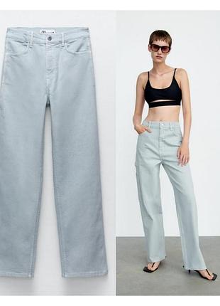 Высокая талия стильные джинсы трубы zara джинсы прямого кроя с высокой посадкой carpenter straight
