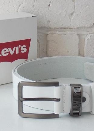 Ремень белый мужской кожаный levis + коробка