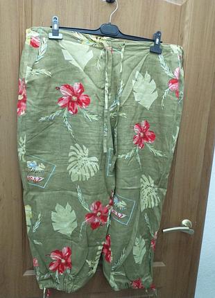 Брюки из натурального льна большого размера