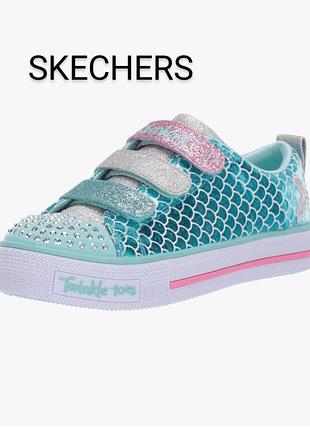 Кроссовки бренда skechers girls twinkle принт Русалка с мигалками u9 13 eur 32