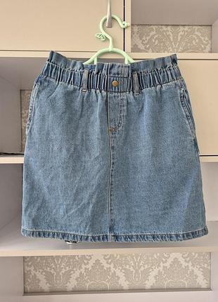 Джинсова жіноча котонова спідниця міді noisy may