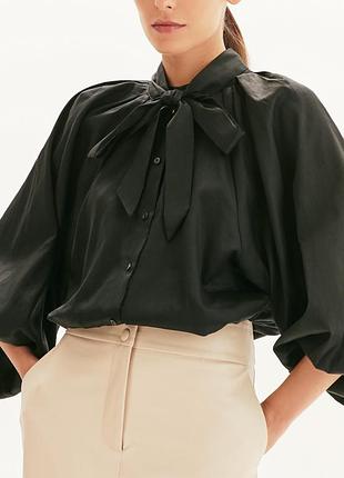Чорна бавовняна блуза-сорочка з чудовими рукавами mis mis by valentino