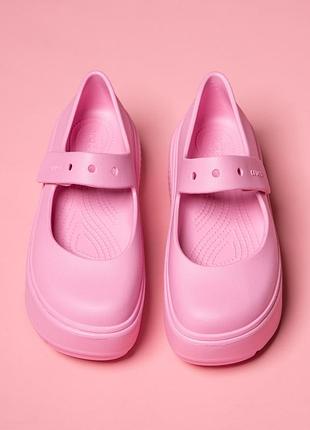 Крокс стомп босоніжки платформа рожеві crocs stomp mary jane pink tweed / pink4 фото