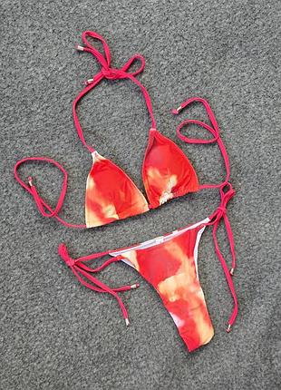 Купальник раздельный, разноцветный, s размер.