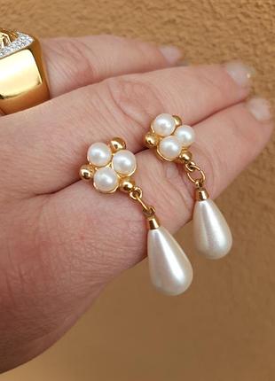 Серьги napier американский винтаж 80х, искусственные жемчужины, подвески